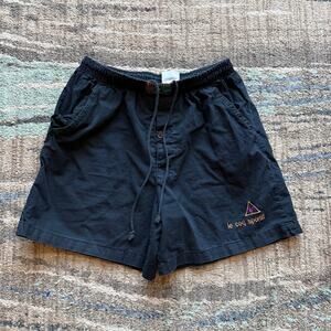 Men's Vintage 90's Le Coq Sportif Black Cotton Casual Sweat Shorts Sz Large VTG